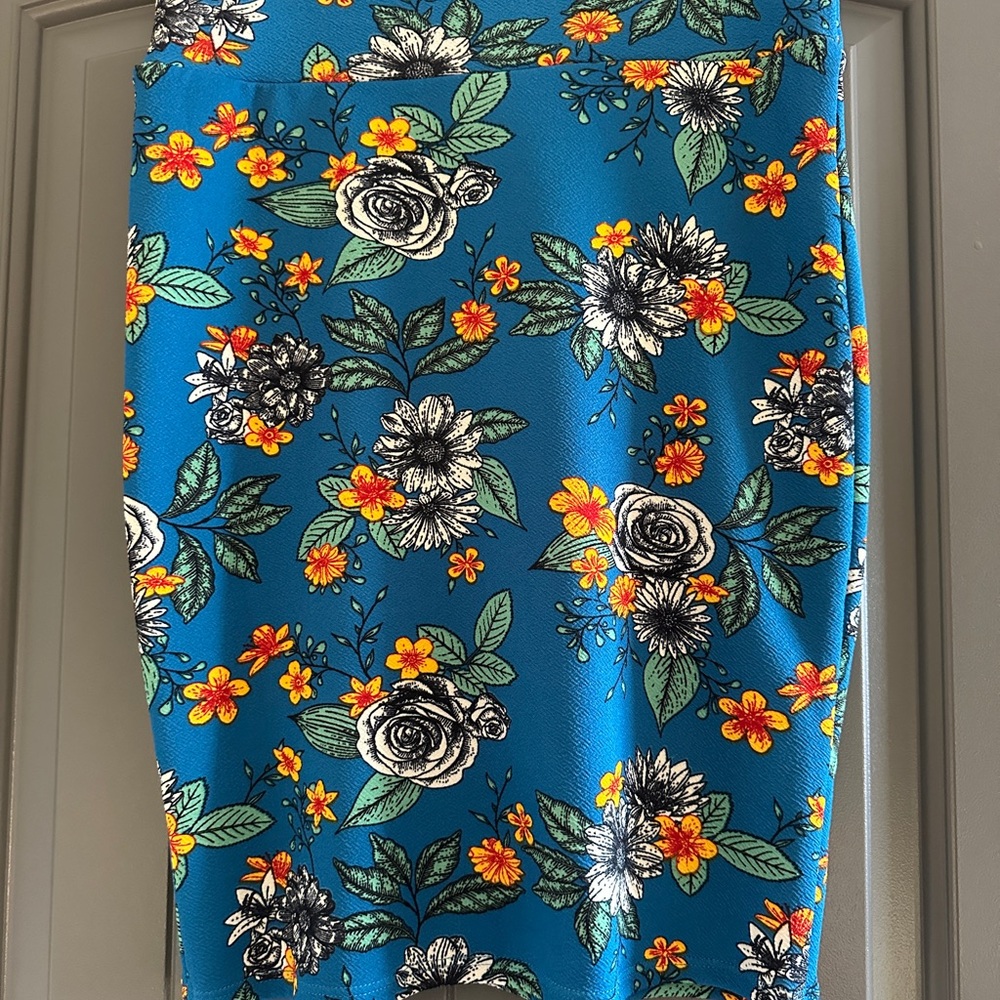 LuLaRoe Blue Floral Pencil Skirt